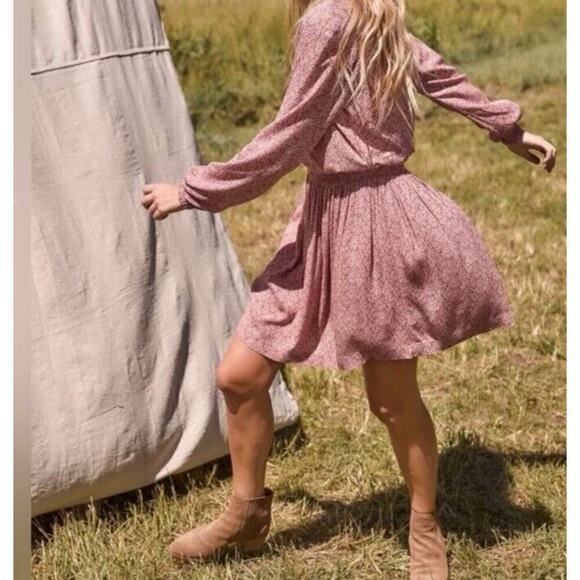 Faherty Dress Montara Mini in Mauve Leaf Batik Pink Women’s Size Small - Picture 1 of 8